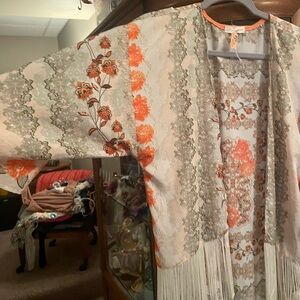 Floral Fringe Kimono Top